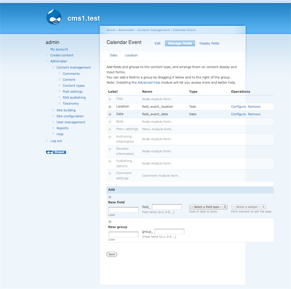 Manage fields on calendar event